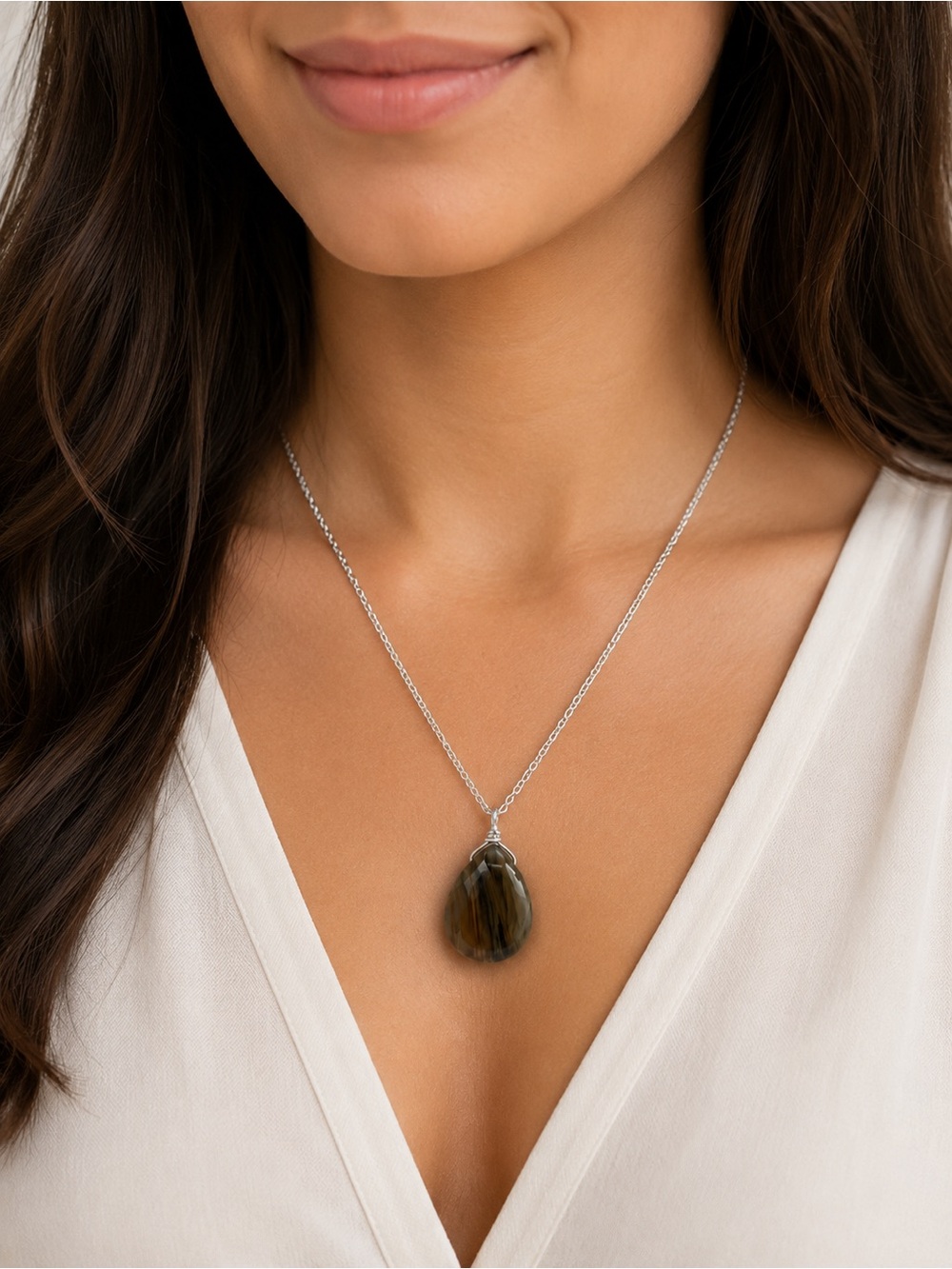 One of a Kind Tiger’s Eye Pendant Necklace 16”